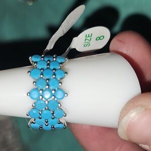 "All That You Need" Turquoise Magnesite Rhodium Plating Size 8 Firm Price 32